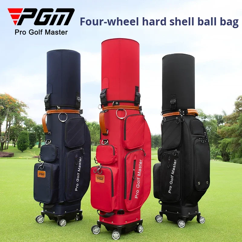Pgm Men's and Women's Hard-Shell Four-Wheel Polyester Club Bag with Custom Logo for Airline Checked Travel