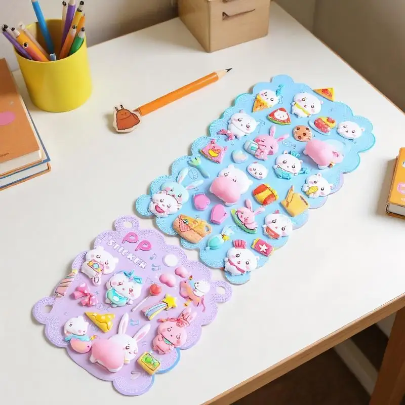 1 قطعة ثلاثية الأبعاد منتفخ لينة الحيوان بعقب ملصقات DIY بها بنفسك سكرابوكينغ ، جراب هاتف الديكور ، الحرف المدرسية