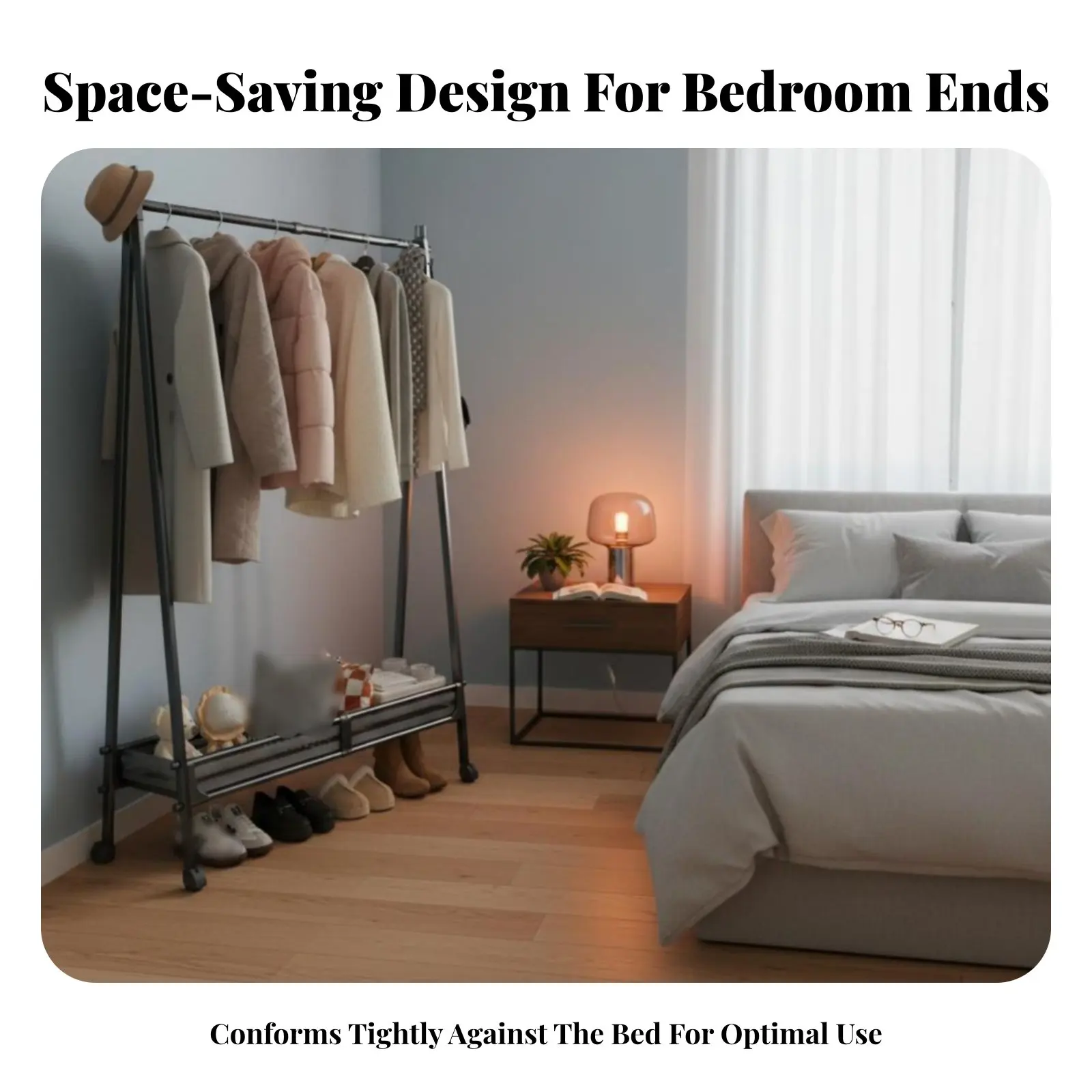 

Передвижная вешалка для одежды с полкой, легкая сборка, на колесиках, с нижней полкой, прочная, для спальни