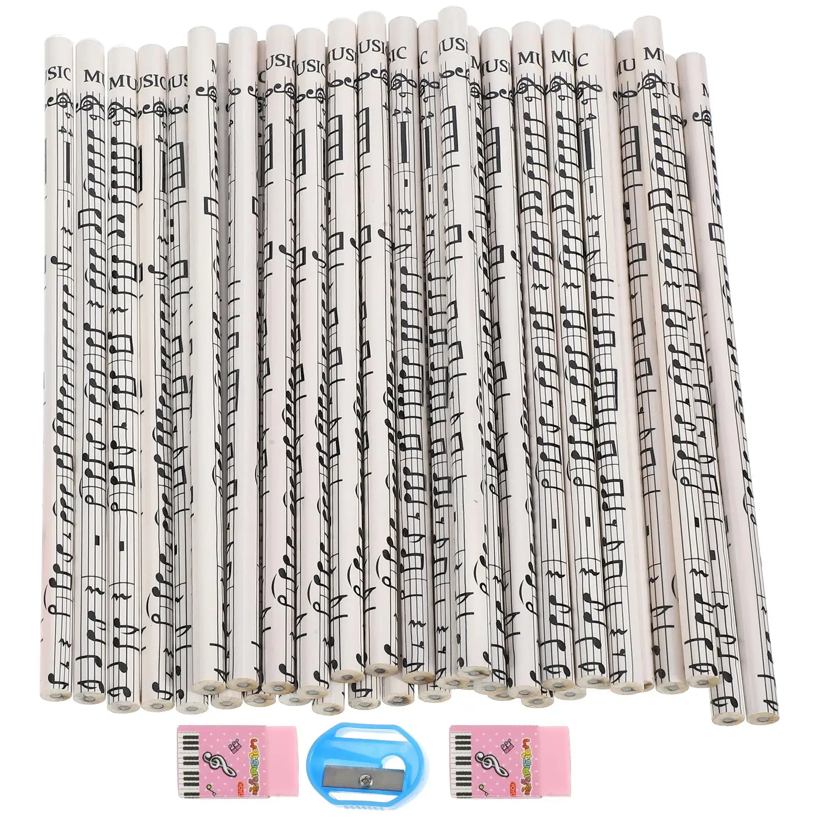 

36 Pcs Note Pencils White Kids Stationary Kids Party Gifts School Supplies Round Eraser Included Wooden Material