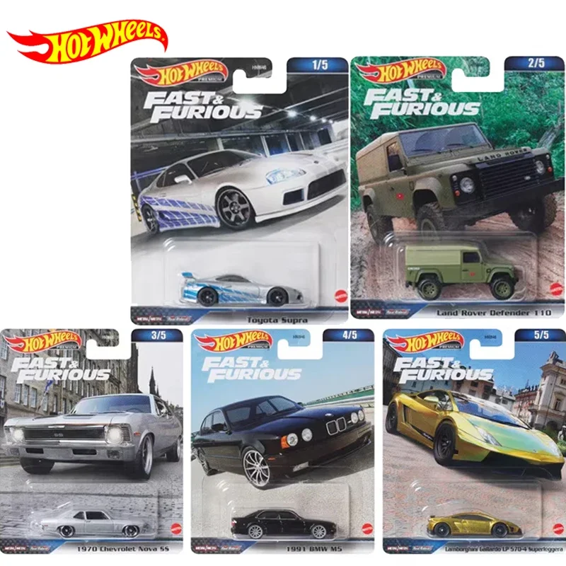 Hot Wheels Fast and Furious Premium Car Set para Meninos, Carro Esportivo, Mdoels Metal, Toyota Supra, Lamborghini, Veículo Land Rover, Original