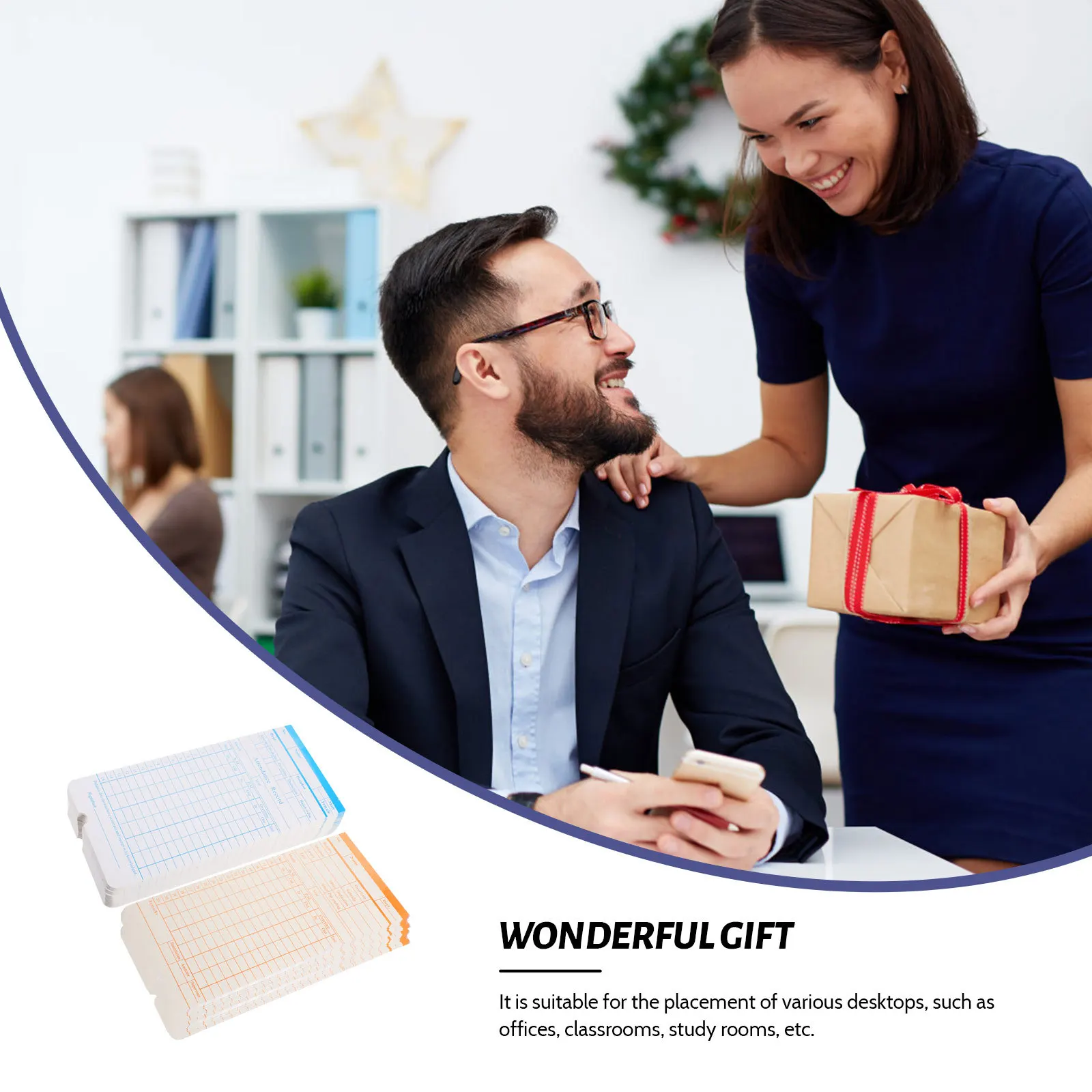 بطاقات وقت الحضور، بطاقة ورقية على الوجهين، مستلزمات مكتبية محمولة خفيفة الوزن لحضور الموظفين #5