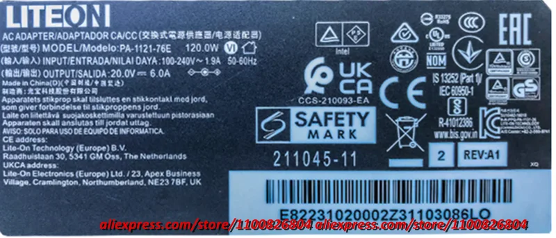 Оригинальное зарядное устройство LITEON 20 в 6 А 120 Вт, адаптер переменного тока, оригинальный блок питания для Intel NUC NUC13ANH17 Mini PC
