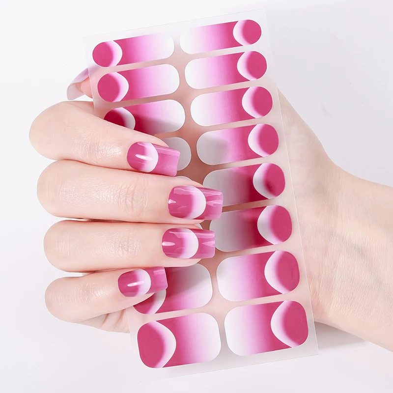 16 punte copertura completa strisce di smalto francese adesivi per unghie glitter sfumati autoadesivi decorazione manicure decalcomanie per nail art