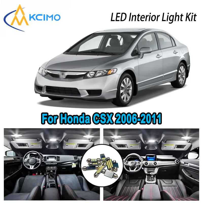 

For Honda CSX 2006-2011 2007 2008 2009 2010 Premium Bright LED Interior Dome Map Trunk Light Kit Car Led Lamps Canbus No Error