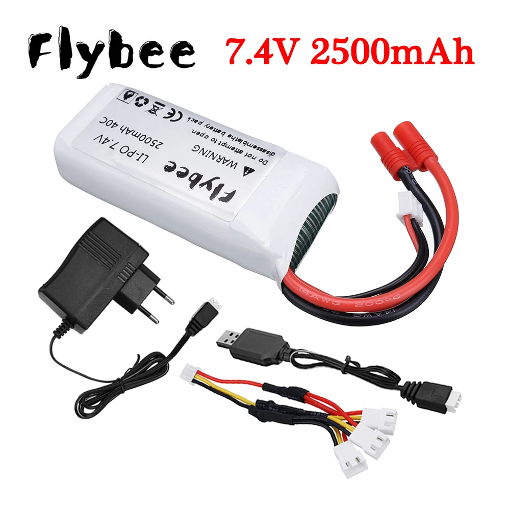 Batterie de importateur RC 7.4v 2500mAh + chargeur 7.4V, pour Syma X8C X8W X8G X8 X8HC X8HG X8HW HQ899 T70CW RC quadrirotor jouets pièces de rechange