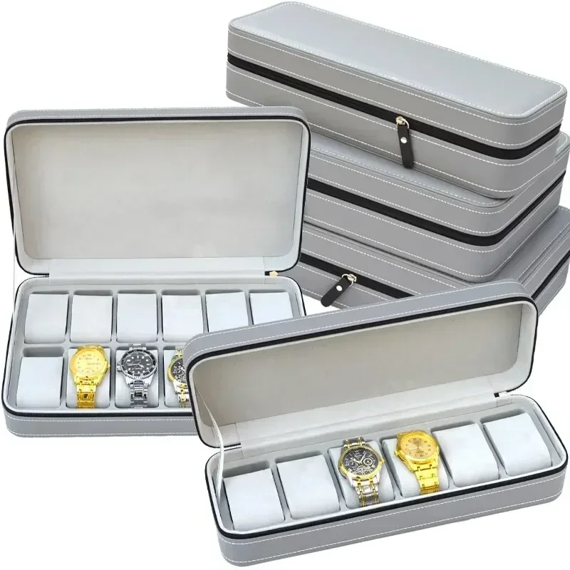 2024 New 6/10/12 Girds Portable Watch Storage Boxes Organizer with Zipper Classic Style Multifunctional Watch Display Box