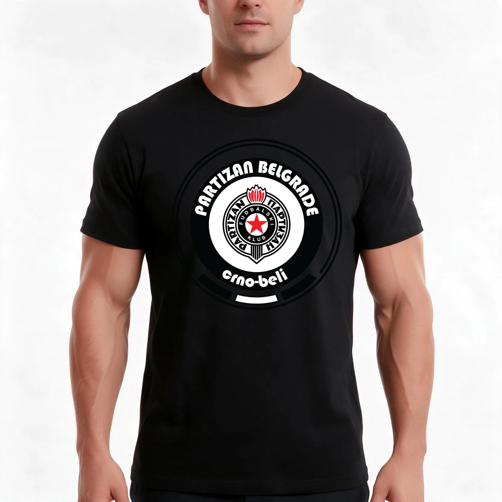 Super Liga - Team Partizan Belgrade T-Shirt, Summer Casual Cotton Tee, Oversized Streetwear Tops, Vintage Graphic Print