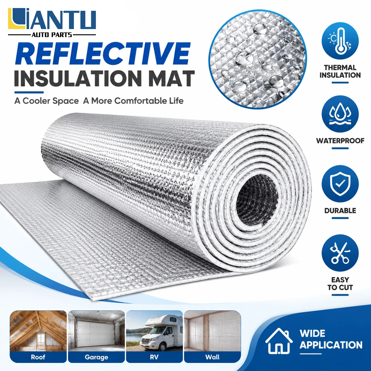 PINMOAP Double Sided Aluminum Foil Insulation 3.5/6/9mm Reflective Thermal Insulation Cotton Heat Resistant Barrier For Home