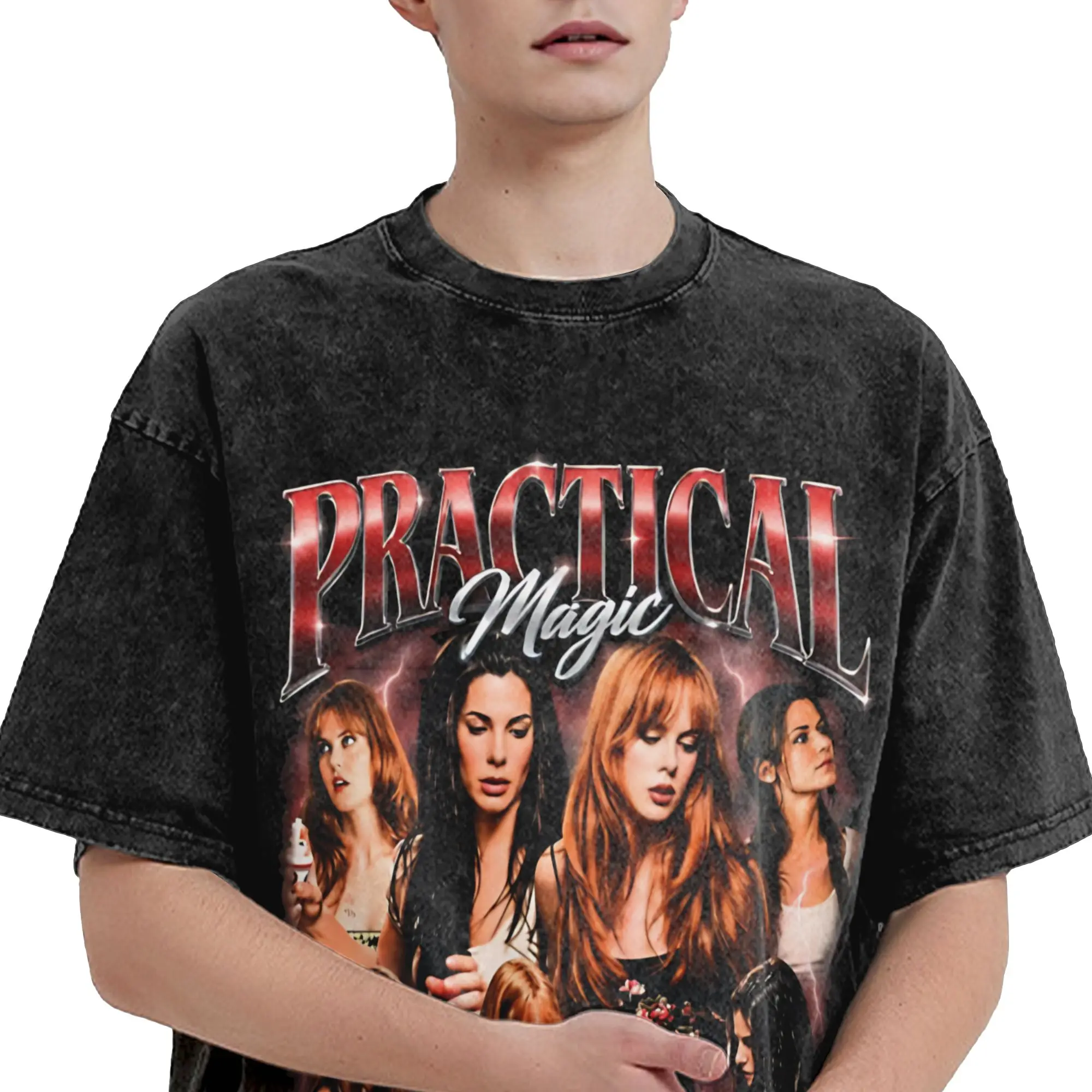 Practical Magic 2 Witchcraft Movie Sequel Witchy Aesthetic Sandra Bullock Nicole Merch Washed T Shirt Men Women Streetwear