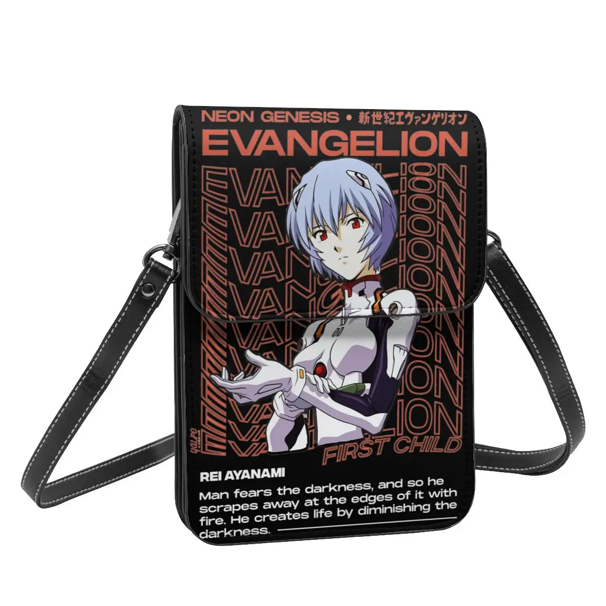 Rei Ayanami Anime Manga Shoulder Bag E-Evangelioned Business Student Mobile Phone Bag Gift Aesthetic Leather Bags