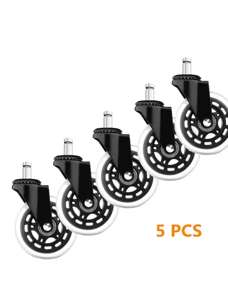 5 Pcs/Lot 2.5/3 Inch Casters Office Chair M10/M11 Mute Universal Wheel Pu Circling Caster Strong Bearing Transparent Wheel Black