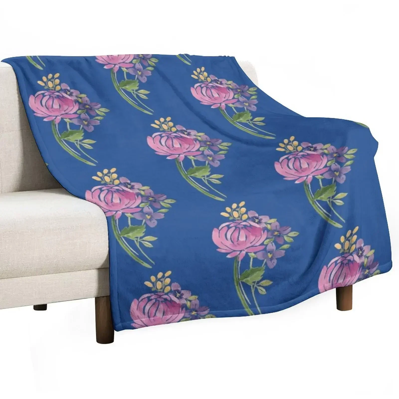 

Watercolor Floral Arrangement Throw Blanket Luxury Brand sofa bed Bed linens Cute Plaid Blankets