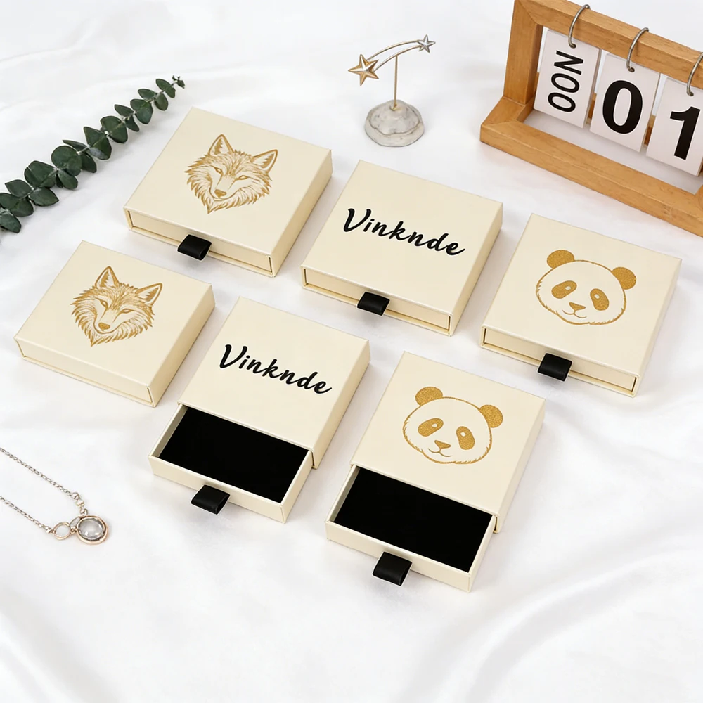 

100 шт. подарочных коробок для сережек и ожерелий с выдвижным ящиком, бумажные упаковочные коробки для путешествий, свадебные подарочные коробки с возможностью нанесения логотипа