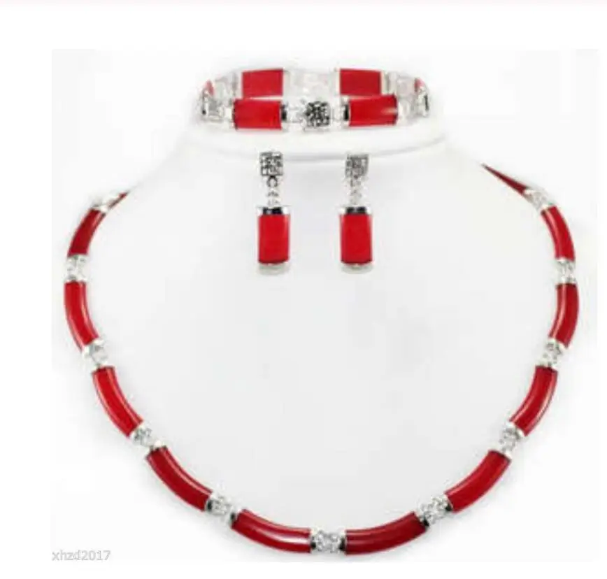 

hot sell new - Beautiful Red Ruby Link Necklace Bracelet earring Sets AAA NEW