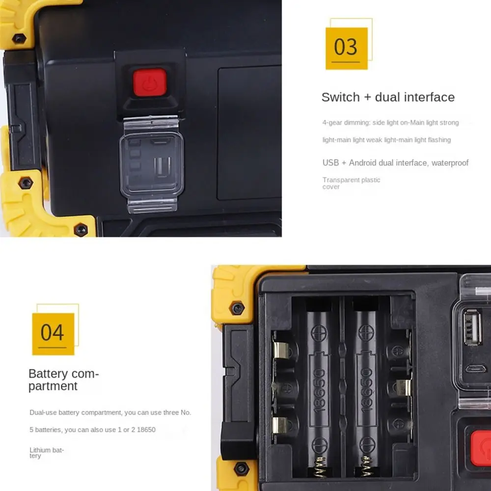 New Floodlight USB Rechargeable Camping Lamp Searchlight Flashlight COB LED Work Light