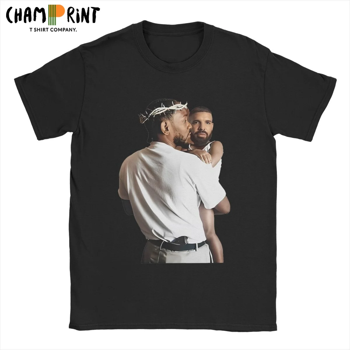 Men's T-Shirts Kendrick Lamar Holding Baby Drake Pure Cotton Tees Short Sleeve Funny Rapper T Shirts O Neck Clothing Gift Idea