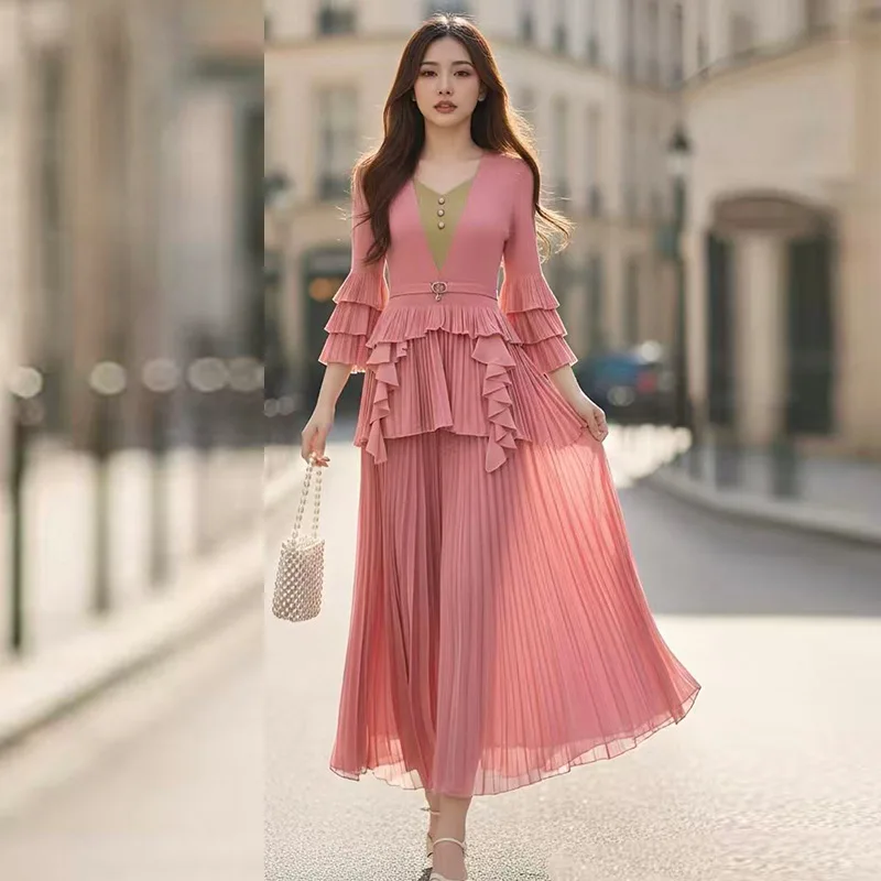 Miyake Design Sense Suit Is Still Temperament Long Dress 2026 High-end Sense and Thin New French Two-piece Set for Women