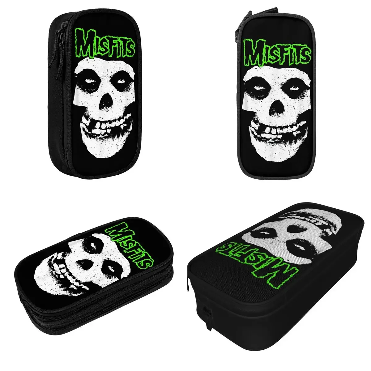 Lovely Misfits Green Skull Pencil Cases Heavy Pencilcases Pen Box Kids Big Capacity Bags School Supplies Zipper Stationery