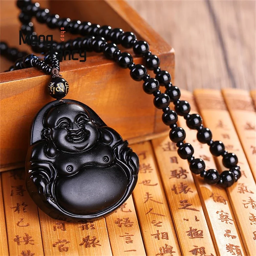 Natural Black Obsidian Pixiu Zodiac Dragon Goddess of Mercy Buddha Pendant Exquisite Handicraft Best Selling Fashion Jewelry