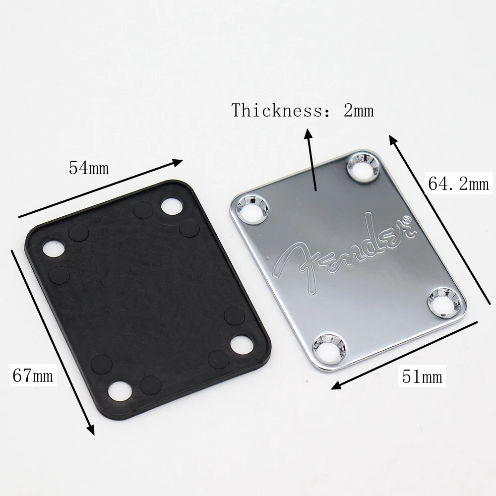 Guitar Neck Plate Standard 4 Holes with Screws Compatible with Strat Tele Electric Guitar Jazz Bass 3 Colors with Logo