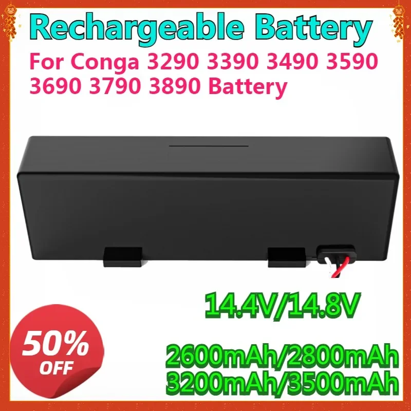 SWZY  3500mAh Rechargeable Battery for Conga 3290 3390 3490 3590 3690 3790 3890 Sweeping Mopping Robot 14.4V Vacuum Cleaner