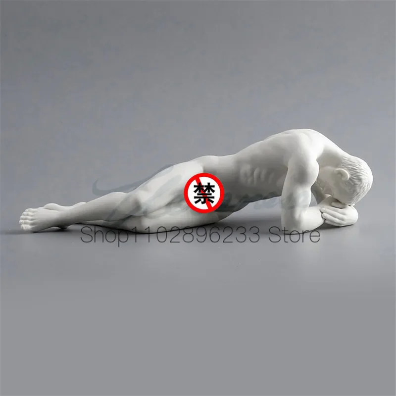 

White Naked Man Art Statue Nude Male Figurines Matte Glaze Figure Sculpture Creative Ceramic Craft Home Decor Accessories Modern