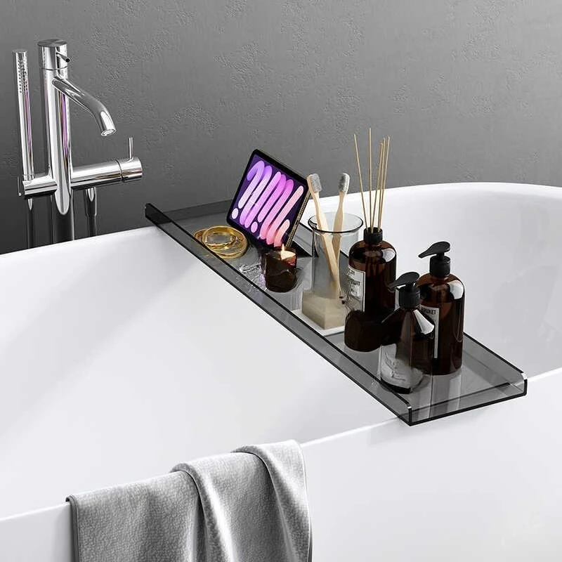 

Household Acrylic Bathtub Rack, Mobile Phone One-word Storage Bracket, Transparent Bathroom Waterproof