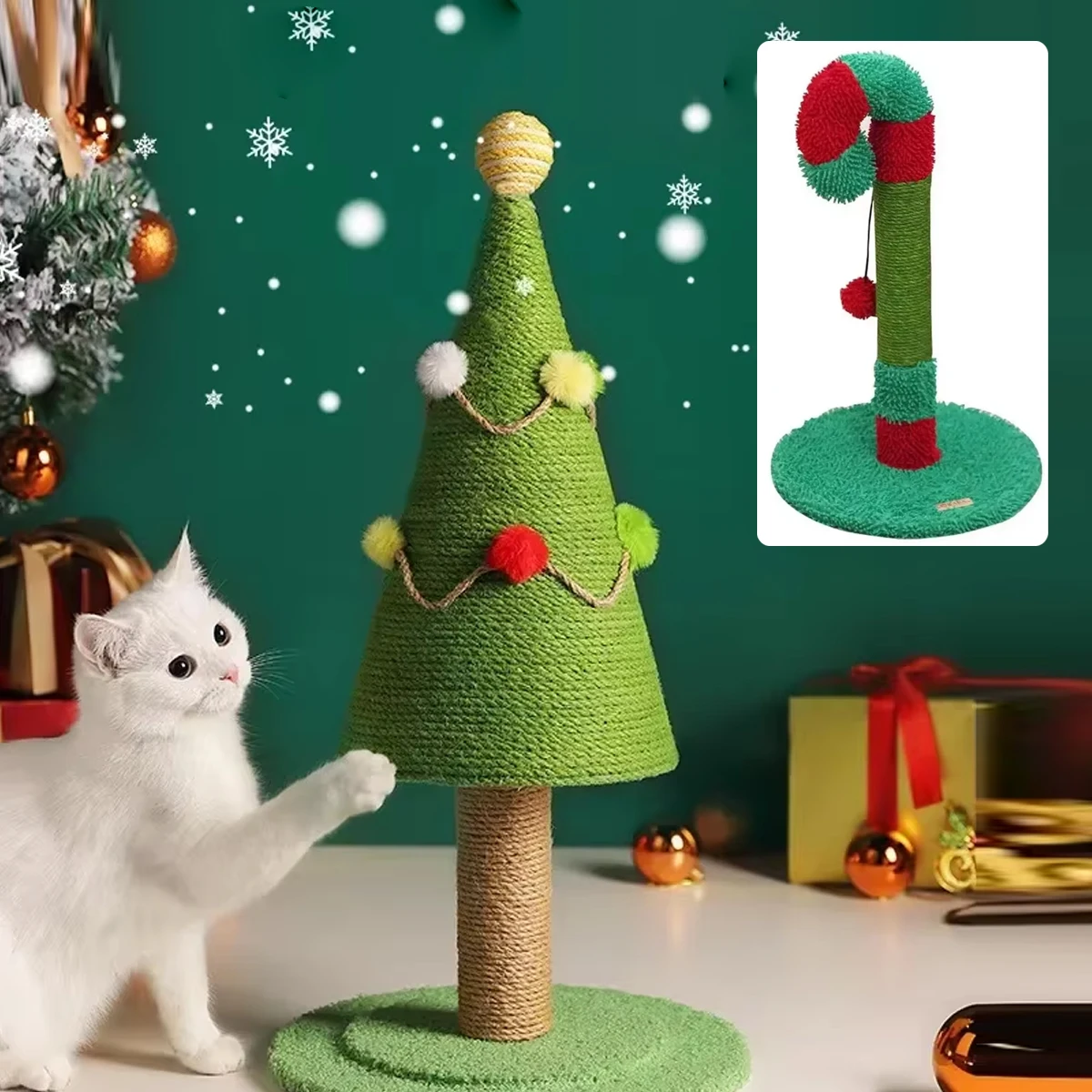 

Cat Scratcher Christmas Tree Pet Climbing Frame Kitten Sisal Scratching Post Wear-resistant Chipproof Claws Care Toys for Cats