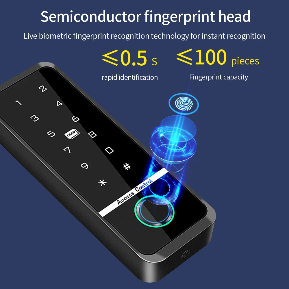 IP66 Waterproof Fingerprint RFID/IC Access Keypad Touch Screen Panel Biometric Standalone Access Control System(Not tuya app)