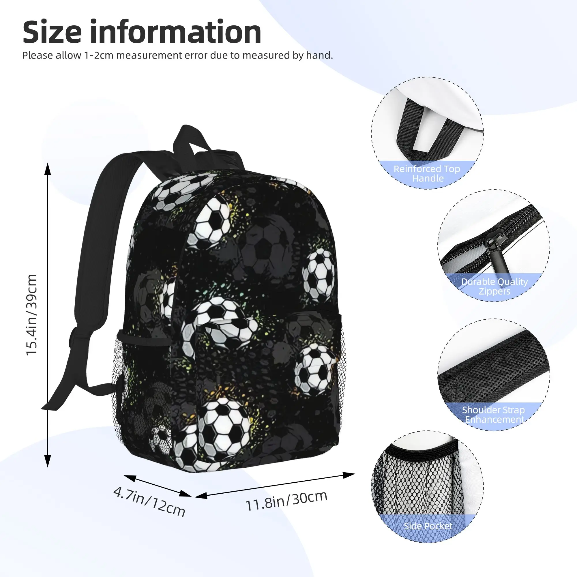 Football Graffiti Pattern Backpack Hot Sale Daypack Large Capacity Boys Girls BookBag Shoulder Bags for Men Women School Bag