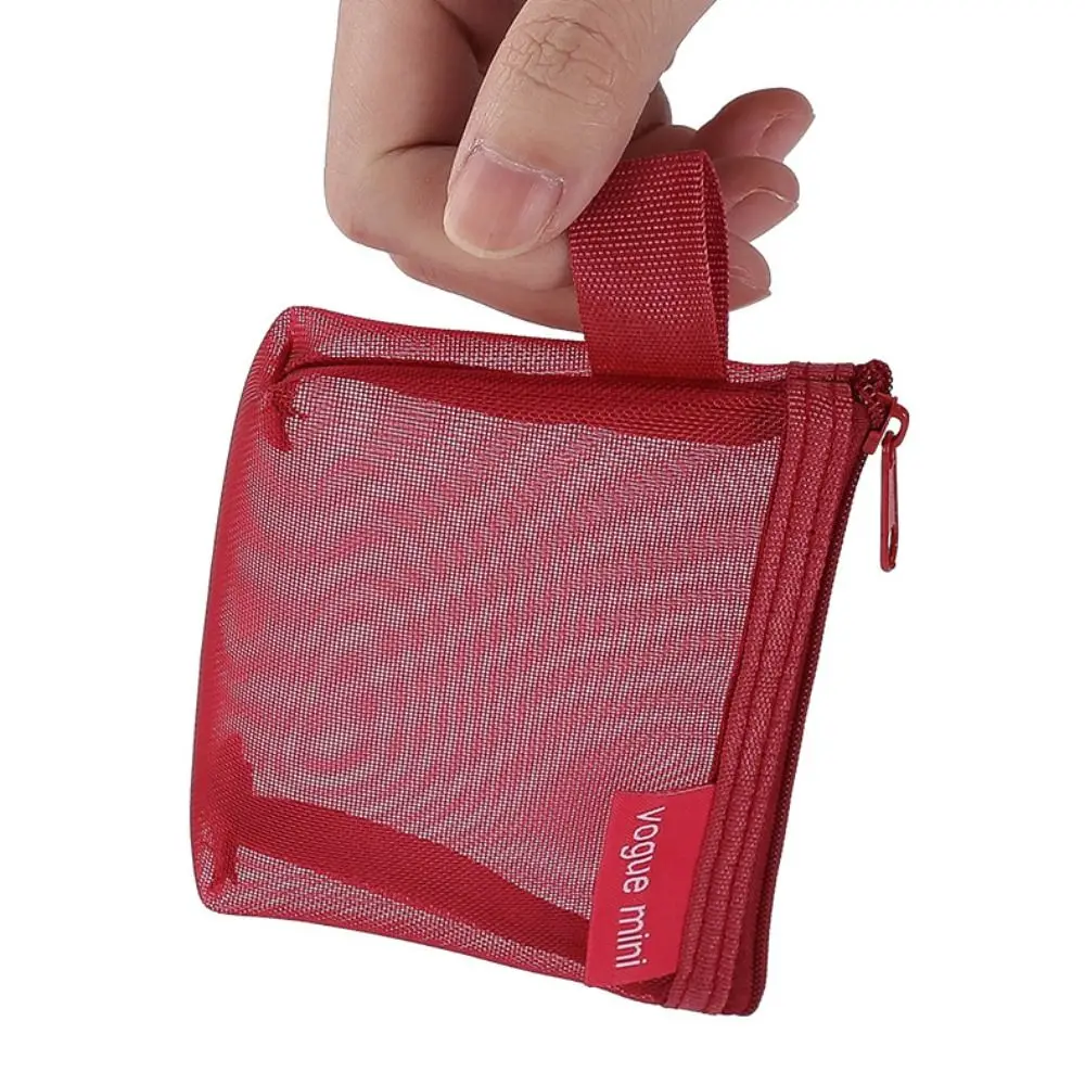 Nylon Transparent Mesh Storage Bag Small Item Bag Makeup Bag Mini Coin Purse Coin Bag Data Cable Storage Bag Cosmetic Bag Women