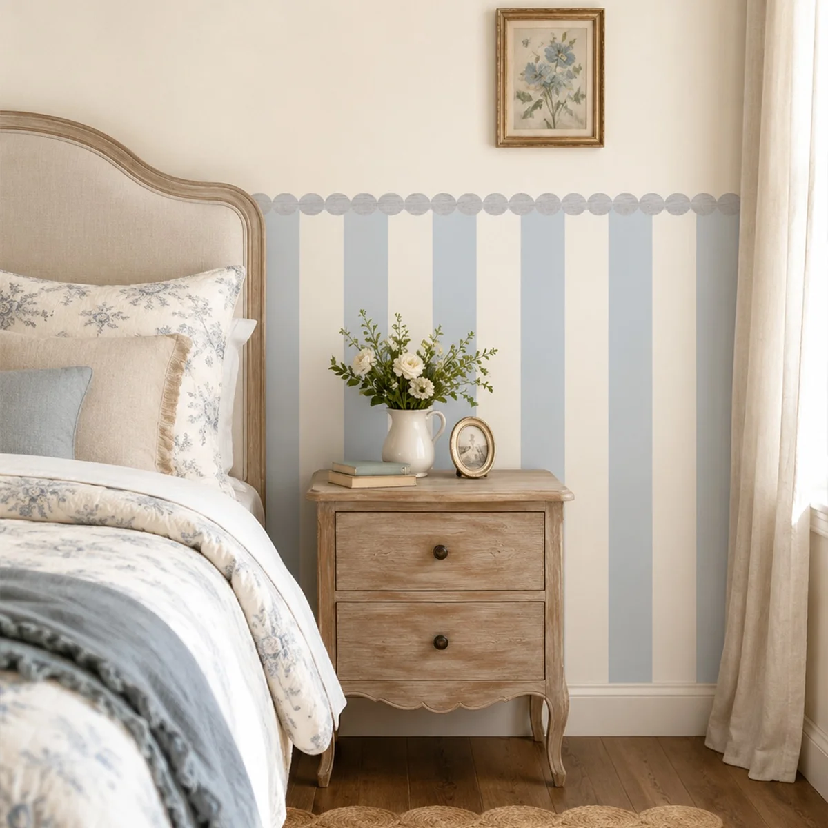 Vertical Striped Self Adhesive Half Wall Wallpaper Removable Waterproof Wall Decor Sticker 3 Tones 2 Sizes