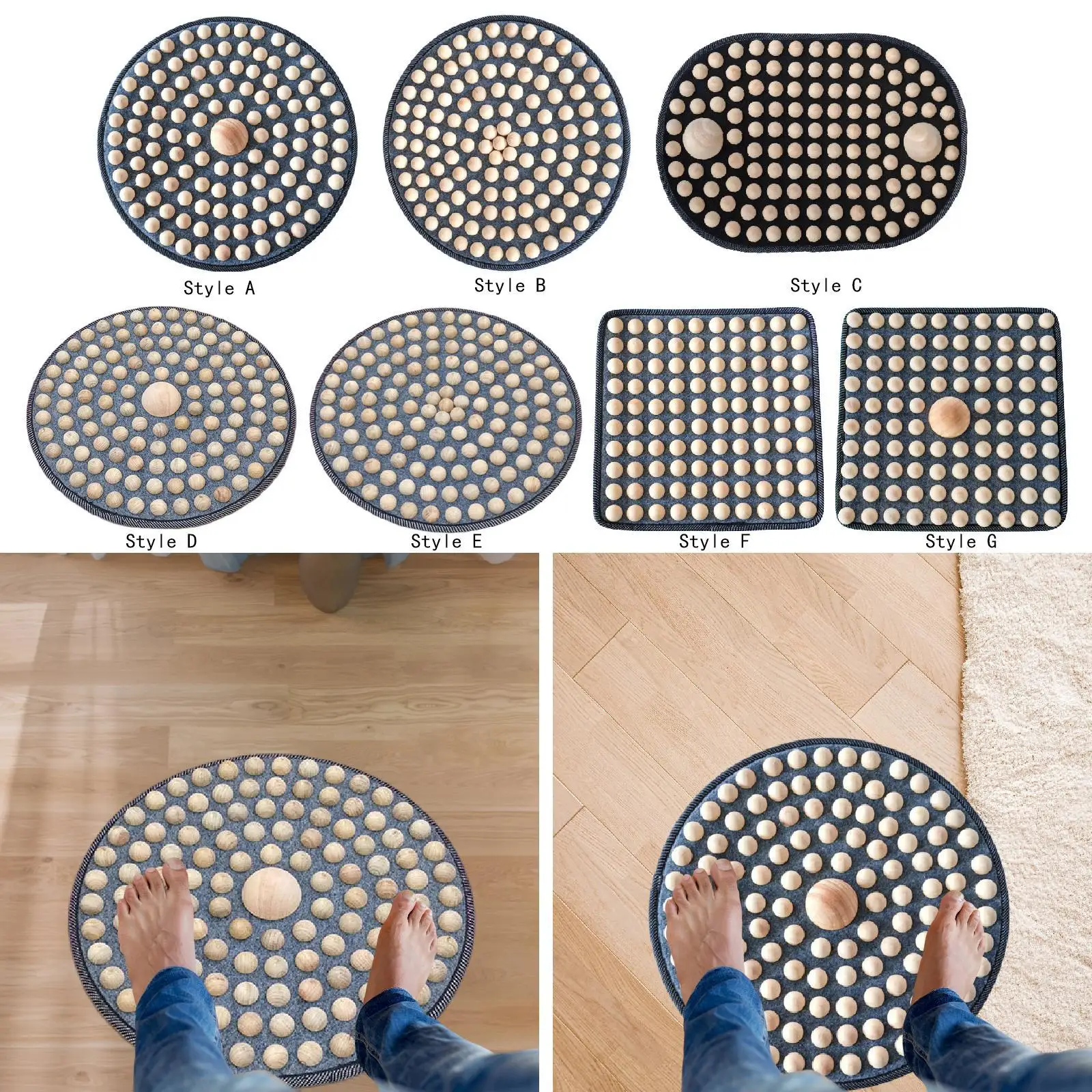 حصيرة العلاج بالابر الخشبية للقدمين، وسادة العلاج بالابر للاسترخاء، لوح تدليك خفيف الوزن للمكتب والسفر وغرفة النوم والاسترخاء لكبار السن #1
