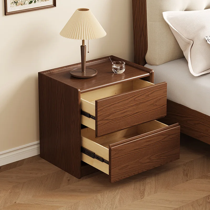 Nordic all-solid wood bedside table, Nordic small apartment storage cabinet