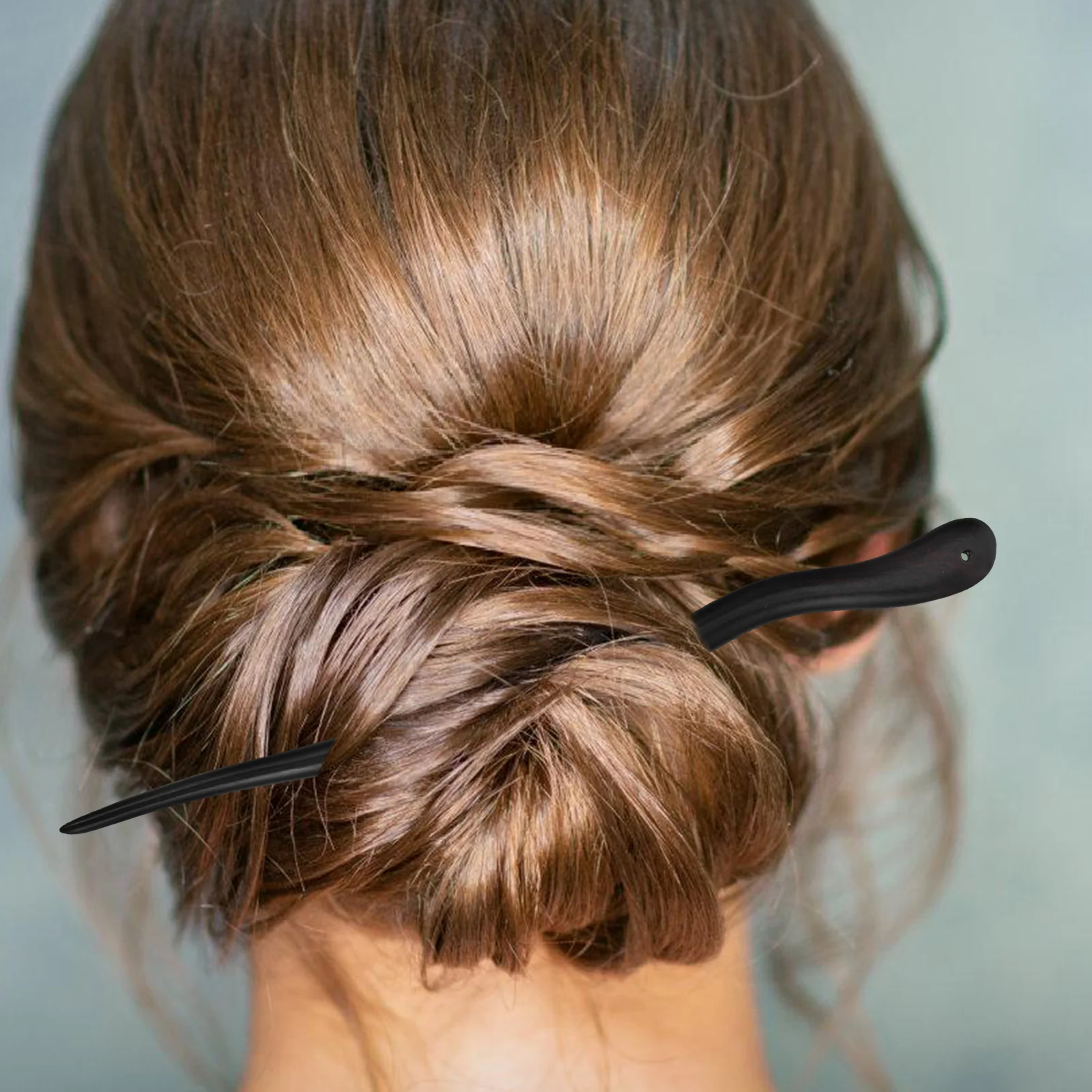 

2pcs Ebony Retro Wooden Decorative Chignon Barrettes Decorative Hairpin Women Smooth Shining DIY Hairstyle Daily Wearing