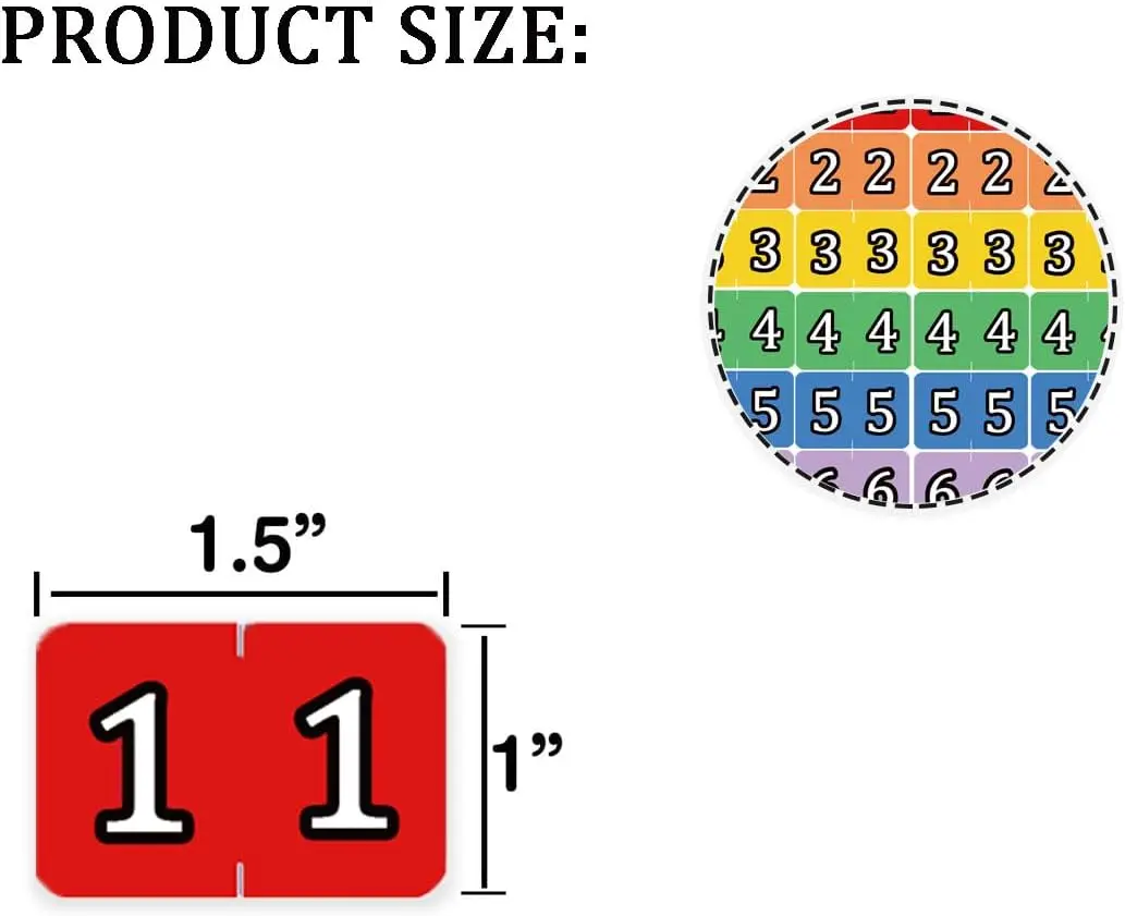 Number 1 to 7 Index File Folder Labels Multicolor Number Tabs - Color Coded 1 to 7 Tab Dividers Stickers