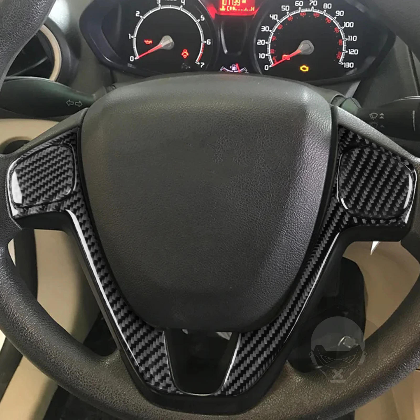 

Carbon Fiber Steering Wheel Button Panel Car Accessories Interior Cover Trim Modified Sticker Decals For Ford Fiesta 2011—2019