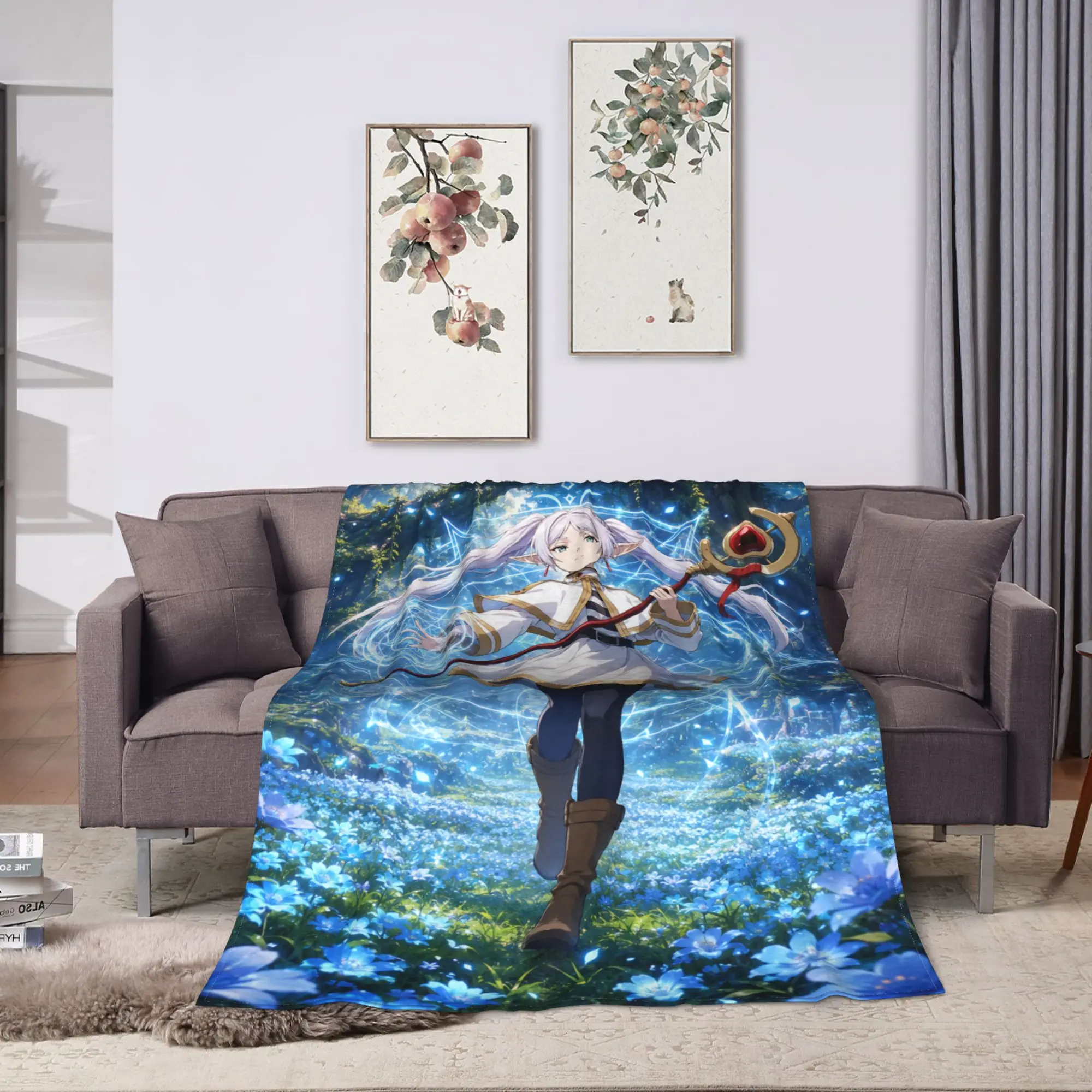 Frieren Beyond Journeys Blanket Autumn  Soft Cozy Throw Blanket For Adults Child Sofa Home Flannel Bedspread Bed Cover