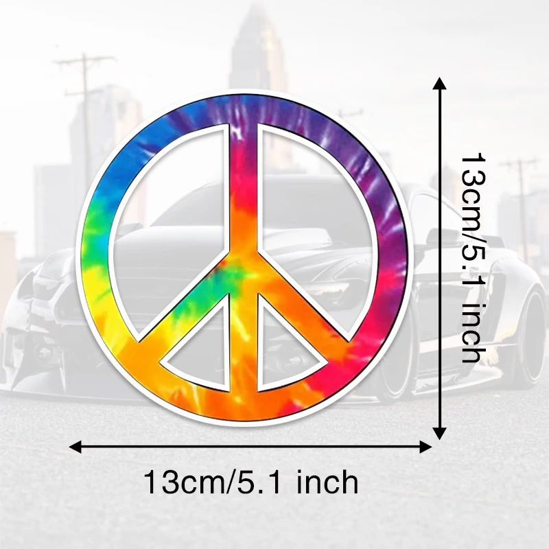 DS06# 13x13cm Vibrant Rainbow Peace Sign Sticker - Perfect for Car, Laptop, and Window Decoration Waterproof Decal