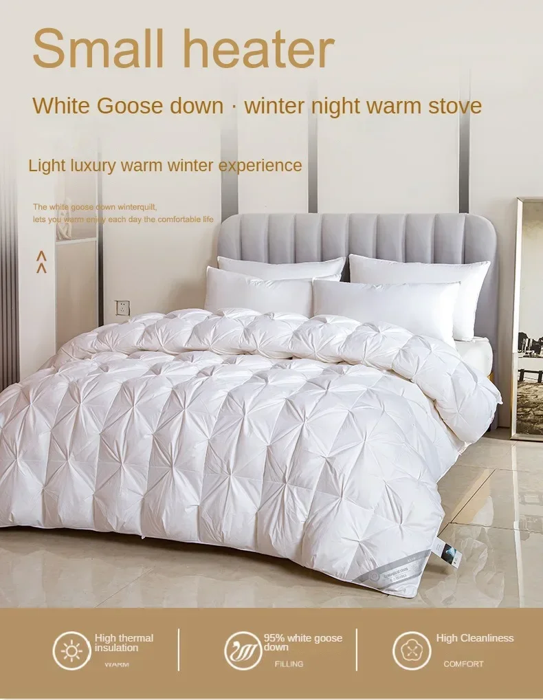 Imagem -03 - Temperatura Controlada Goose Down Quilt Colcha de Algodão Branco Núcleo Espesso Quente para Conforto Única Pessoa