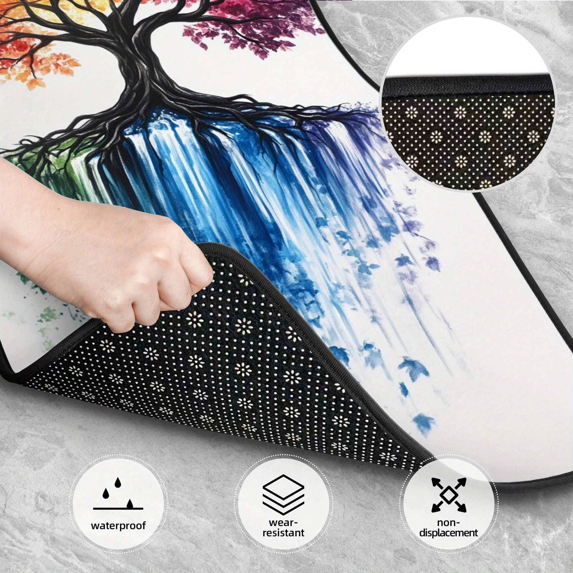 4 All-Weather Non-Slip Mats - Stain-Resistant Car Floor Mats With Autumn Tree Design (Red/Orange/Yellow/Blue/Purple/Turquoise/Bl