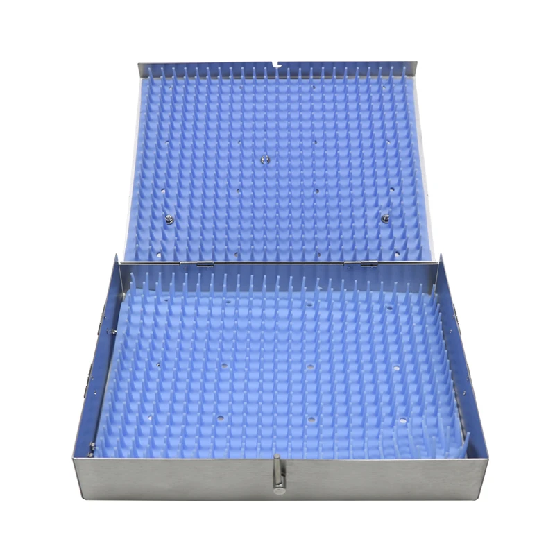 

GREATLH Disinfection Case Box with Two Silicone Mats Single Layer Sterilization Box Microsurgical Instruments