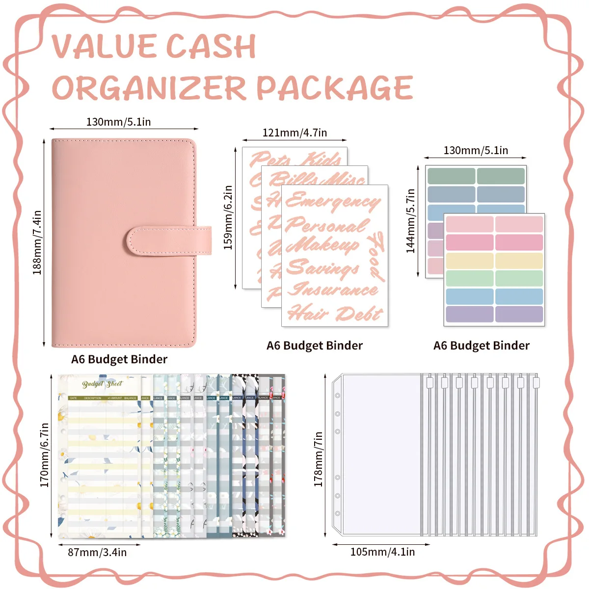 A6 Smog Series Notebook Binder Budget Planner Organizer 6 Ring Binder Cover 8 Binder Pockets And 12 Pieces Expense Budget