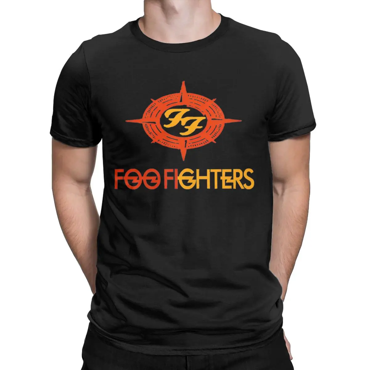 Humor Music F-Foo F-Fighters Band T-Shirt for Men O Neck Pure Cotton T Shirt Natural Texture Tour Short Sleeve Tees Printing