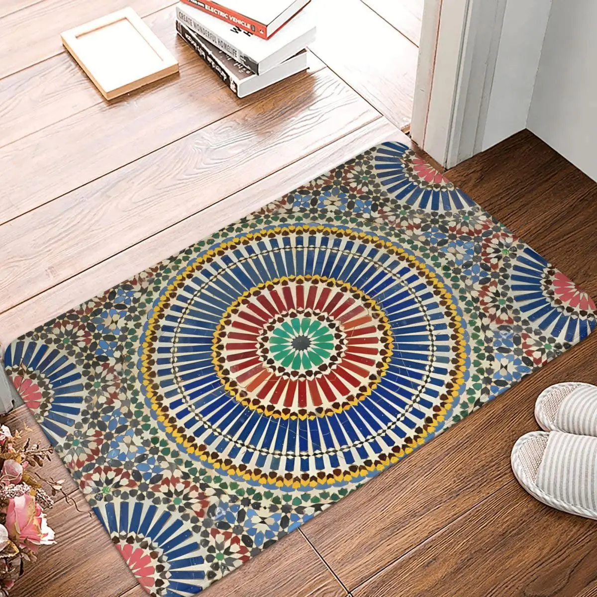 MORROCAN ART Non-slip Doormat Mosaic Cool Bath Bedroom Mat Outdoor Carpet Indoor Pattern Decor