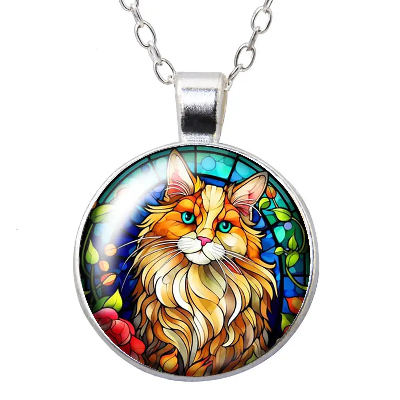 لطيف الكرتون القط الحب بات القطط صور جولة الزجاج كابوشون قلادة المفاتيح بروش دبوس الروائح مقاطع السيارات مجوهرات مخصصة #6