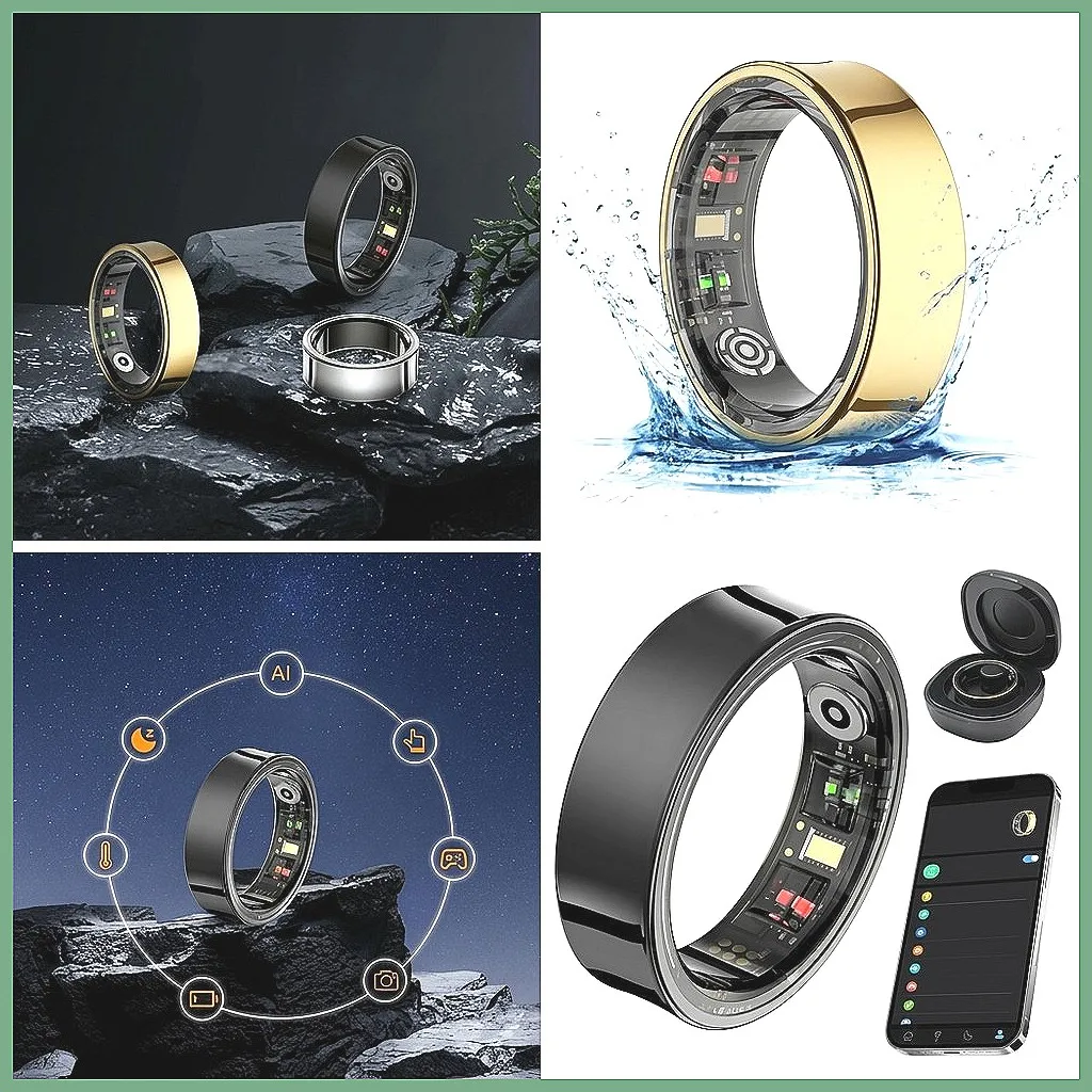 

Amovan Smart Ring for Men Women, Fitness Tracker with Temperature Monitor, Sleep & Heart Rate Tracking for iOS Android Phones