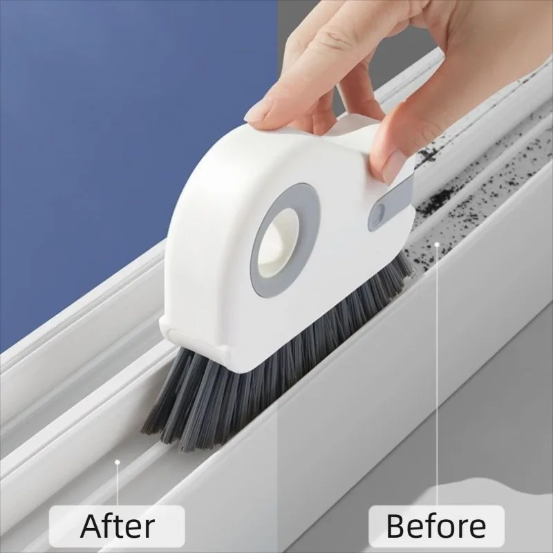 2 in 1 Groove Cleaning Brush Window Sliding Door Track Cleaner Tool Grout Cleaner Grip Brush Hard Bristle Crevice Cleaning Brush