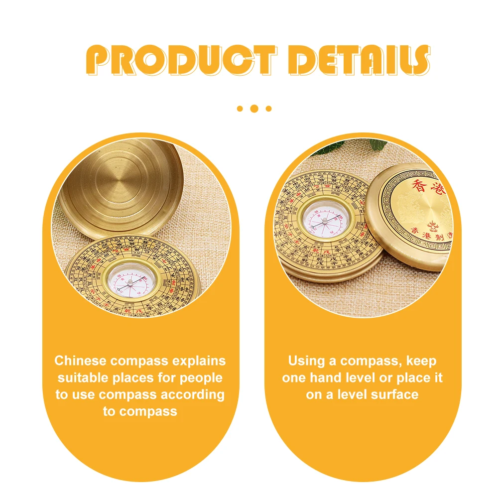 

1pc Portable Copper Feng Shui Compass Circular for Hiking Camping Navigation Educational Geology Outdoor Keychain
